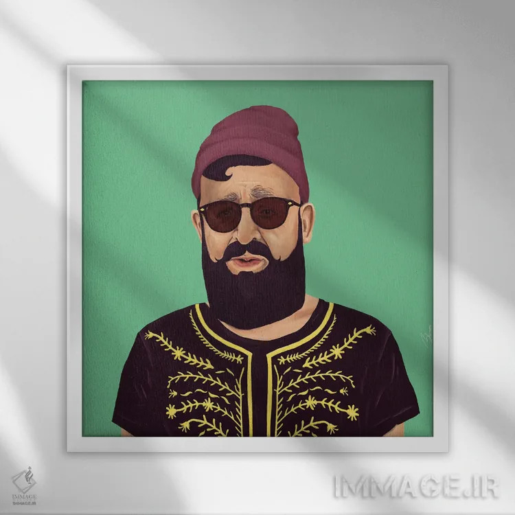 تابلو عوفادیا یوسف (رهبر معنویتی اسرائیل) اثر امت شیمونی - نمای قابدار سفید