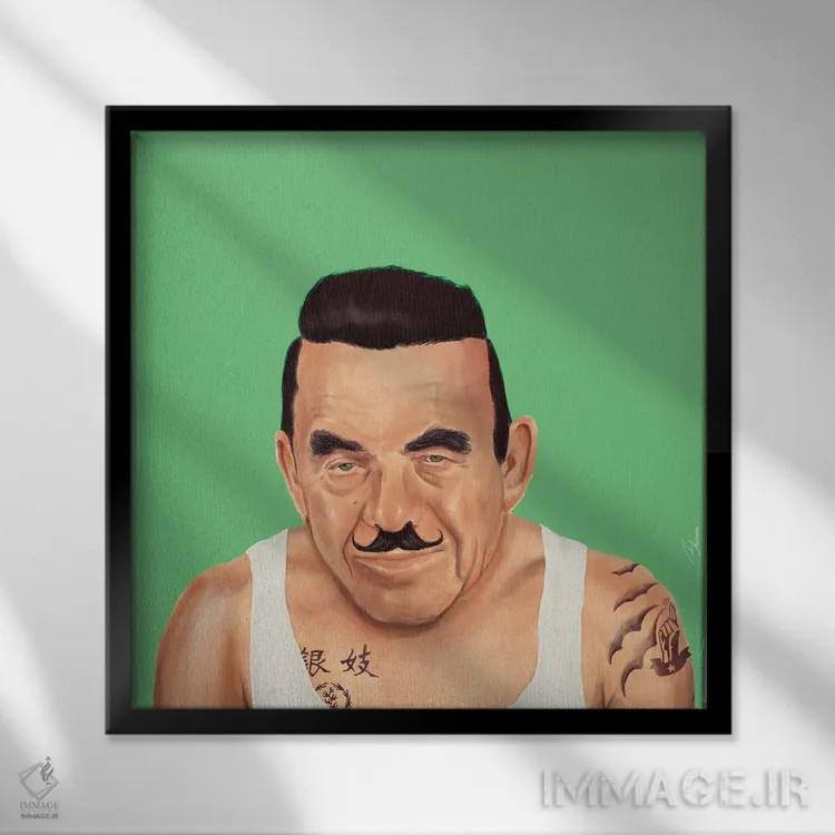 تابلو اسحاق شامیر (نخستوزیر اسرائیل) اثر امت شیمونی - نمای قابدار مشکی