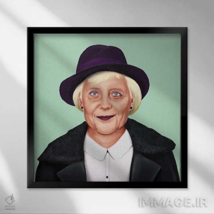 تابلو آنگلا مرکل (صدر اعظم آلمان) اثر امت شیمونی - نمای قابدار مشکی