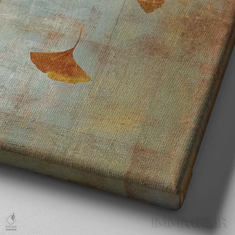 تابلو شاخه جینکو I اثر آسیا جنسن - نمای نزدیک بافت بوم