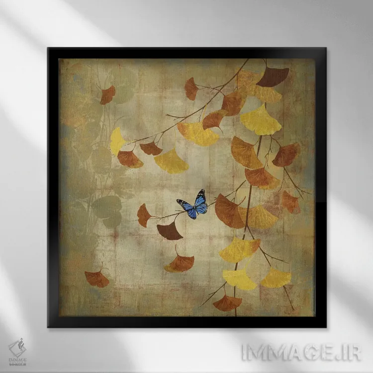 تابلو شاخه جینکو II اثر آسیا جنسن - نمای قابدار مشکی