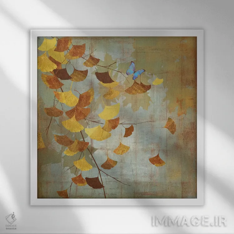 تابلو شاخه جینکو I اثر آسیا جنسن - نمای قابدار سفید
