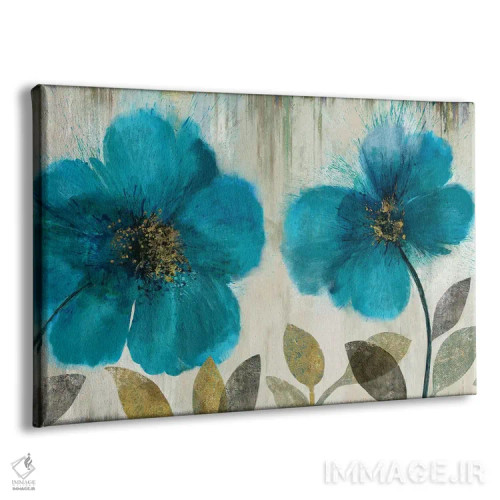 تابلو گلهای آبی سبز (Teal) اثر آسیا جنسن - نمای پرسپکتیو محصول