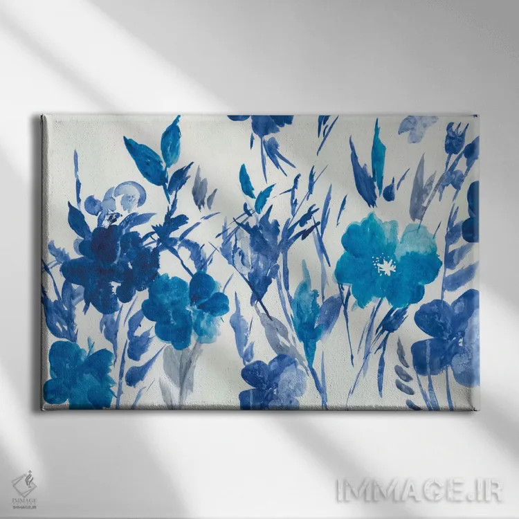 تابلو چمنزار آبی اثر آسیا جنسن - نمای روبهرو روی دیوار