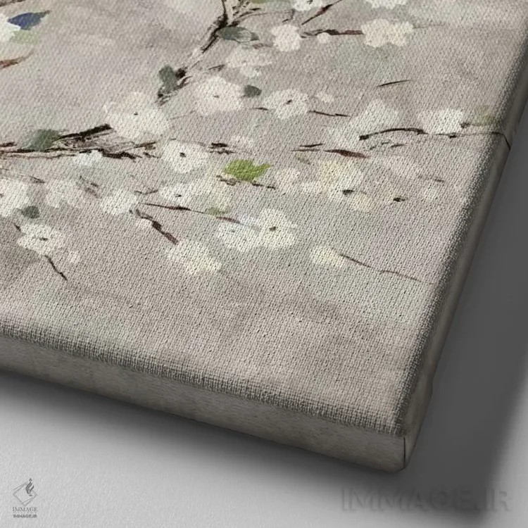 تابلو درخت شکوفه اثر آسیا جنسن - نمای نزدیک بافت بوم