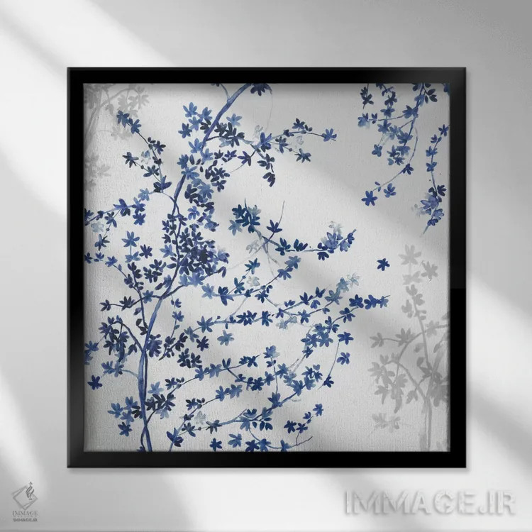 تابلو پیچک آبی اثر آسیا جنسن - نمای قابدار مشکی