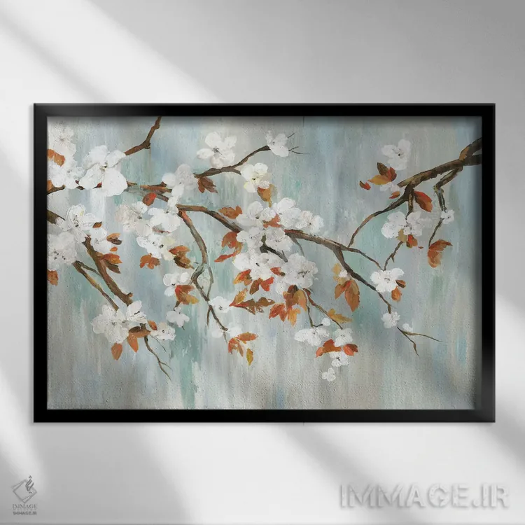 تابلو شکوفههای طلایی I اثر آسیا جنسن - نمای قابدار مشکی