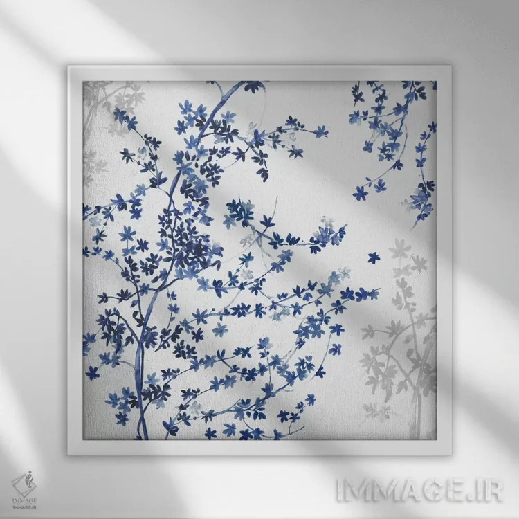 تابلو پیچک آبی اثر آسیا جنسن - نمای قابدار سفید