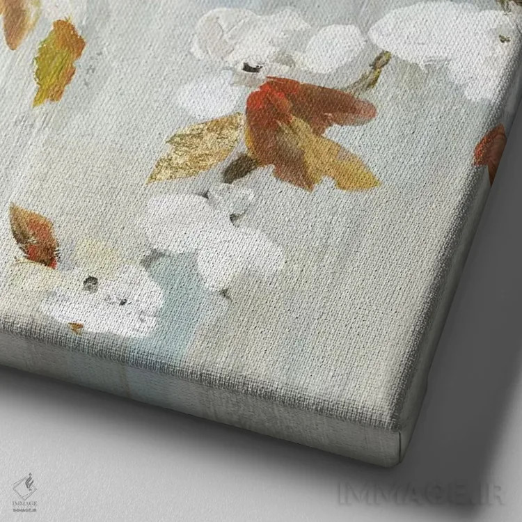 تابلو شکوفههای طلایی III اثر آسیا جنسن - نمای نزدیک بافت بوم