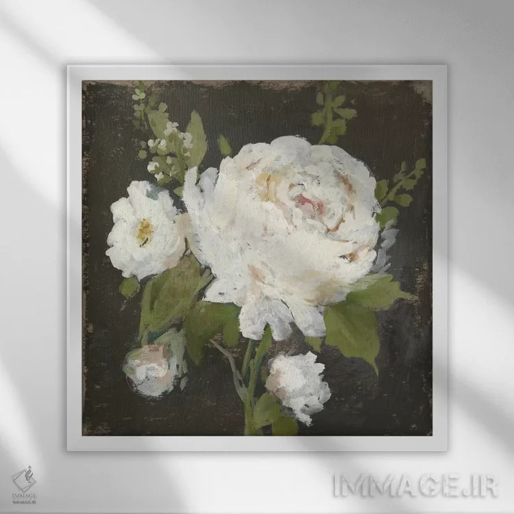تابلو میوهٔ گل II اثر آسیا جنسن - نمای قابدار سفید