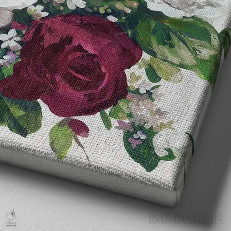 تابلو پاششهای زرشکی اثر آسیا جنسن - نمای نزدیک بافت بوم