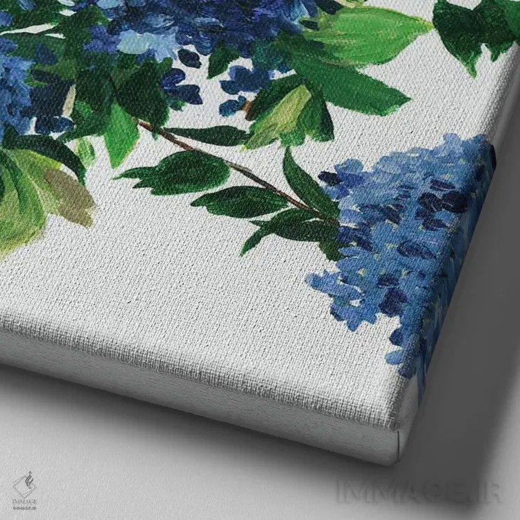 تابلو گلبرگهای آبی اثر آسیا جنسن - نمای نزدیک بافت بوم