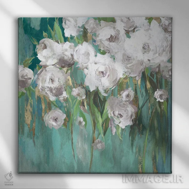 تابلو رزها روی تیِل III اثر آسیا جنسن - نمای روبهرو روی دیوار