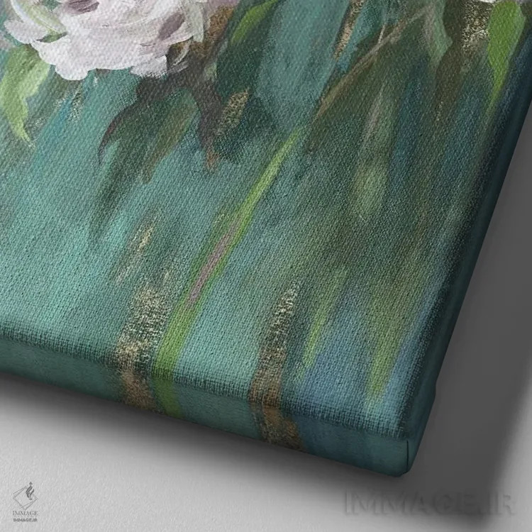 تابلو رزها روی تیِل III اثر آسیا جنسن - نمای نزدیک بافت بوم