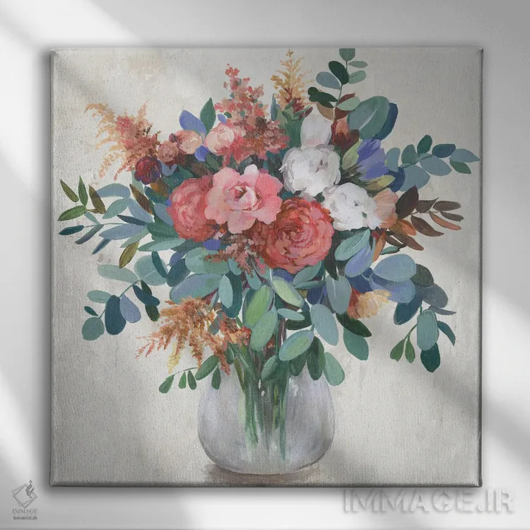 تابلو دستهگل اکالیپتوس اثر آسیا جنسن - نمای روبهرو روی دیوار