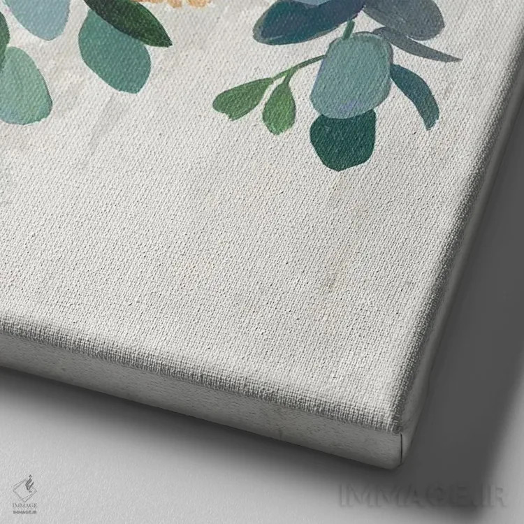 تابلو دستهگل اکالیپتوس اثر آسیا جنسن - نمای نزدیک بافت بوم