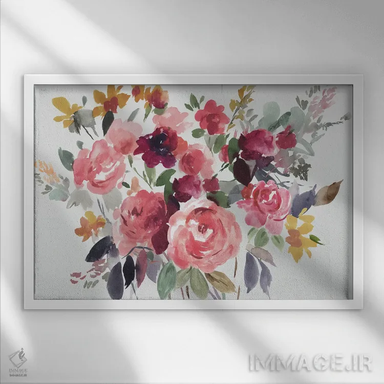 تابلو باغ سرخ شده (شرمگین) اثر آسیا جنسن - نمای قابدار سفید