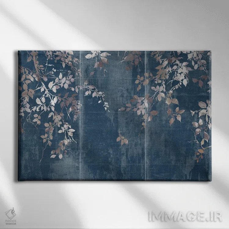 تابلو باغ ژاپنی نیلی اثر آسیا جنسن - نمای روبهرو روی دیوار