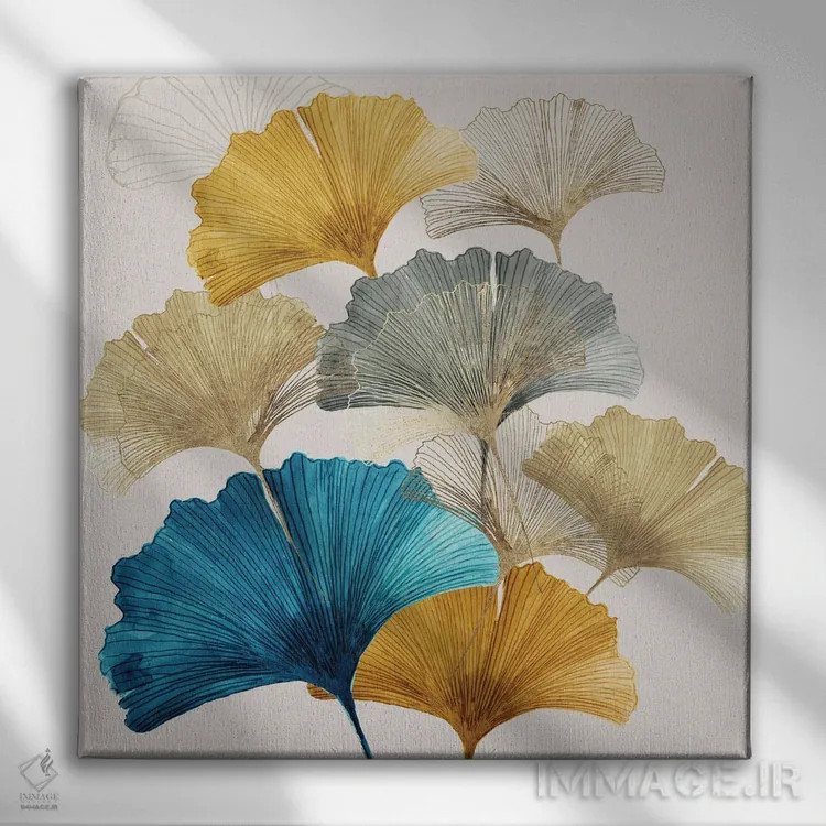 تابلو جینکو طلایی I اثر آسیا جنسن - نمای روبهرو روی دیوار