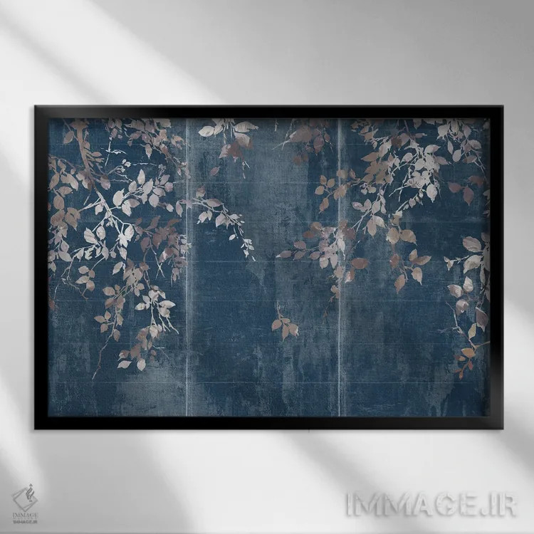 تابلو باغ ژاپنی نیلی اثر آسیا جنسن - نمای قابدار مشکی