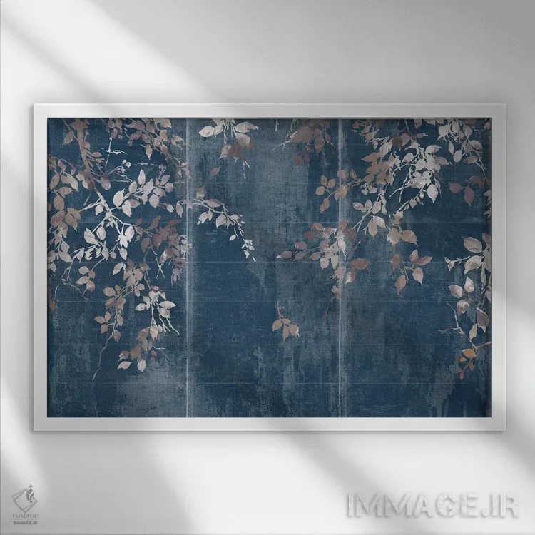 تابلو باغ ژاپنی نیلی اثر آسیا جنسن - نمای قابدار سفید