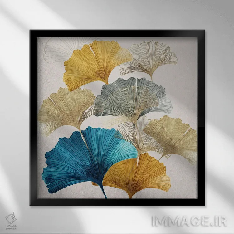 تابلو جینکو طلایی I اثر آسیا جنسن - نمای قابدار مشکی
