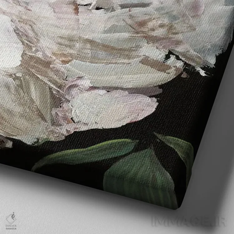 تابلو برداشت صورتی II اثر آسیا جنسن - نمای نزدیک بافت بوم