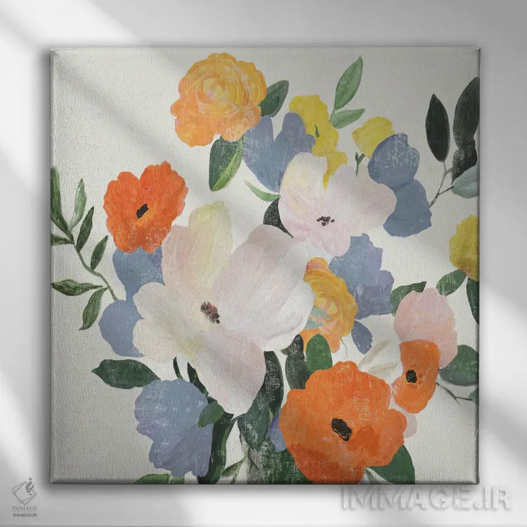 تابلو گلها در گلدان II اثر آسیا جنسن - نمای روبهرو روی دیوار