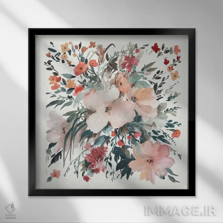 تابلو گلهای خانه روستایی II اثر آسیا جنسن - نمای قابدار مشکی