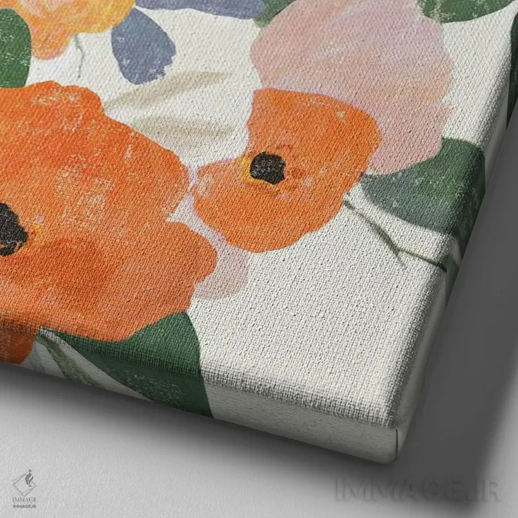 تابلو گلها در گلدان II اثر آسیا جنسن - نمای نزدیک بافت بوم