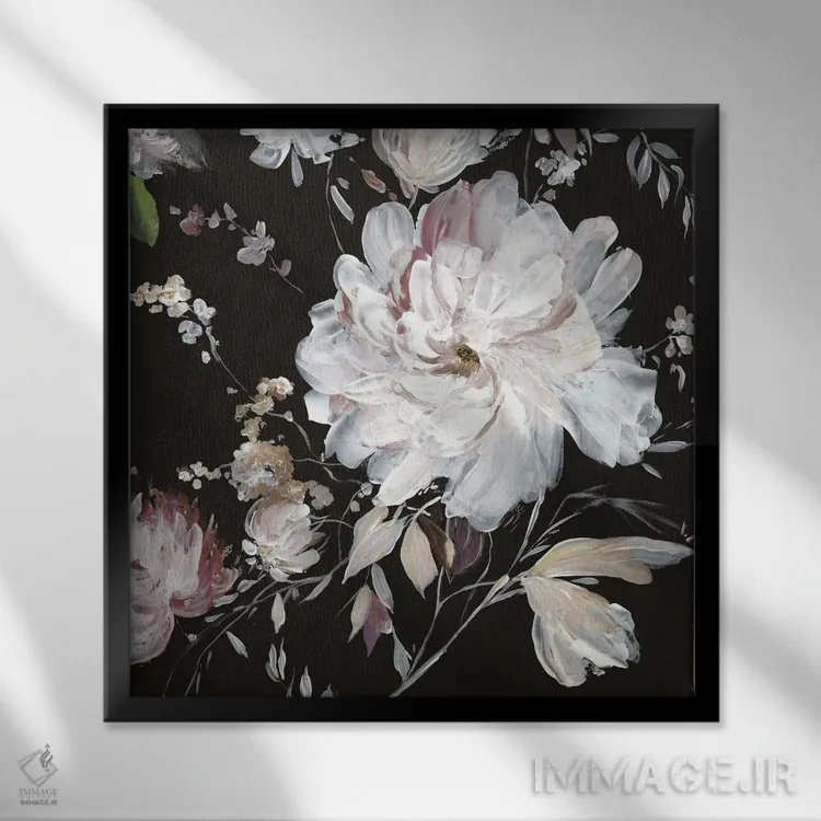 تابلو برداشت صورتی I اثر آسیا جنسن - نمای قابدار مشکی