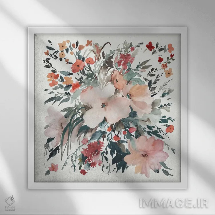 تابلو گلهای خانه روستایی II اثر آسیا جنسن - نمای قابدار سفید