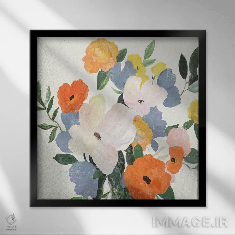 تابلو گلها در گلدان II اثر آسیا جنسن - نمای قابدار مشکی