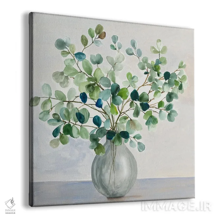 تابلو گلدان شیشهای سبز اثر آسیا جنسن - نمای پرسپکتیو محصول