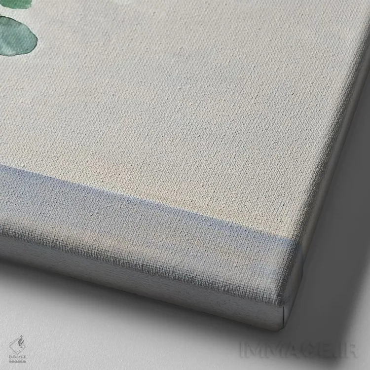 تابلو گلدان شیشهای سبز اثر آسیا جنسن - نمای نزدیک بافت بوم