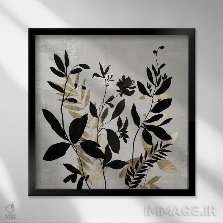 تابلو طلای گیاهی I اثر آسیا جنسن - نمای قابدار مشکی