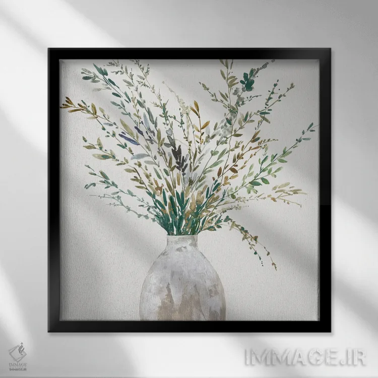 تابلو گلدان چمن II اثر آسیا جنسن - نمای قابدار مشکی