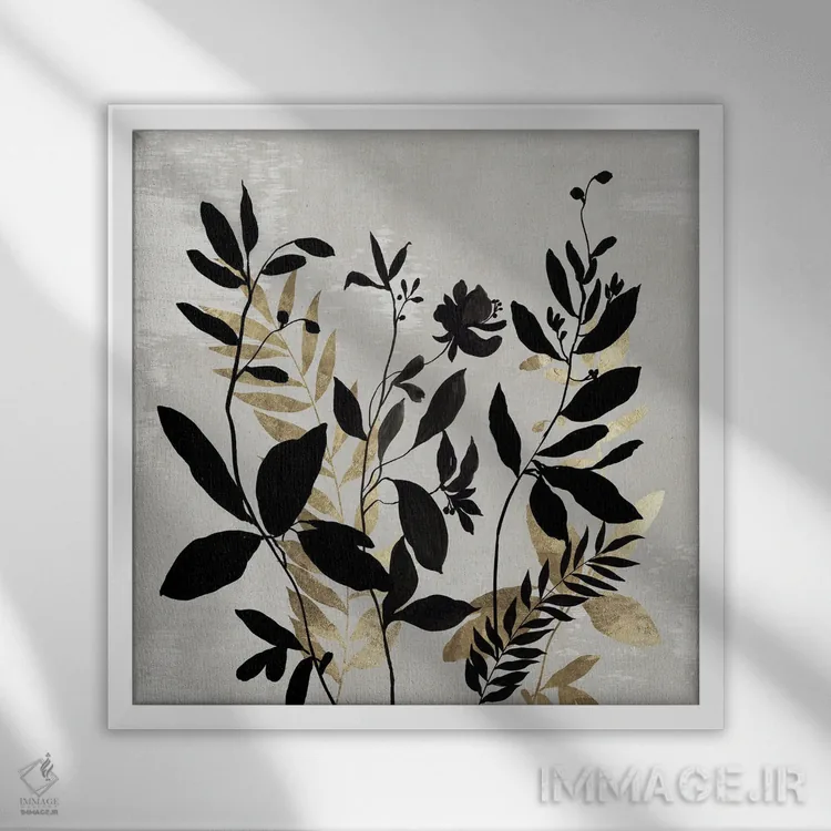 تابلو طلای گیاهی I اثر آسیا جنسن - نمای قابدار سفید