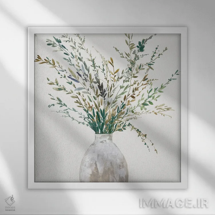 تابلو گلدان چمن II اثر آسیا جنسن - نمای قابدار سفید