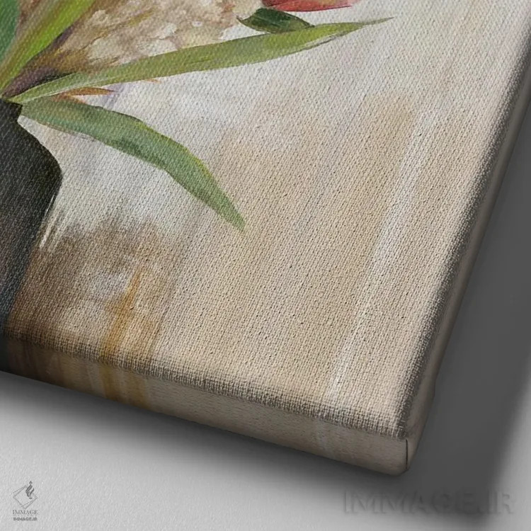 تابلو بهشت استوایی شکوفهزن اثر آسیا جنسن - نمای نزدیک بافت بوم