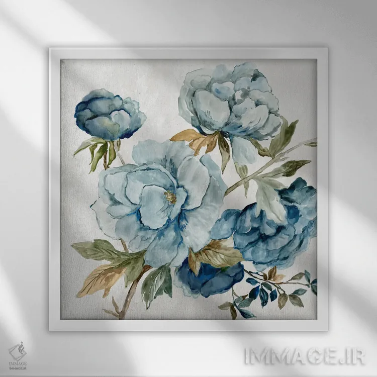 تابلو سرناد صدتومانی آبی اثر آسیا جنسن - نمای قابدار سفید