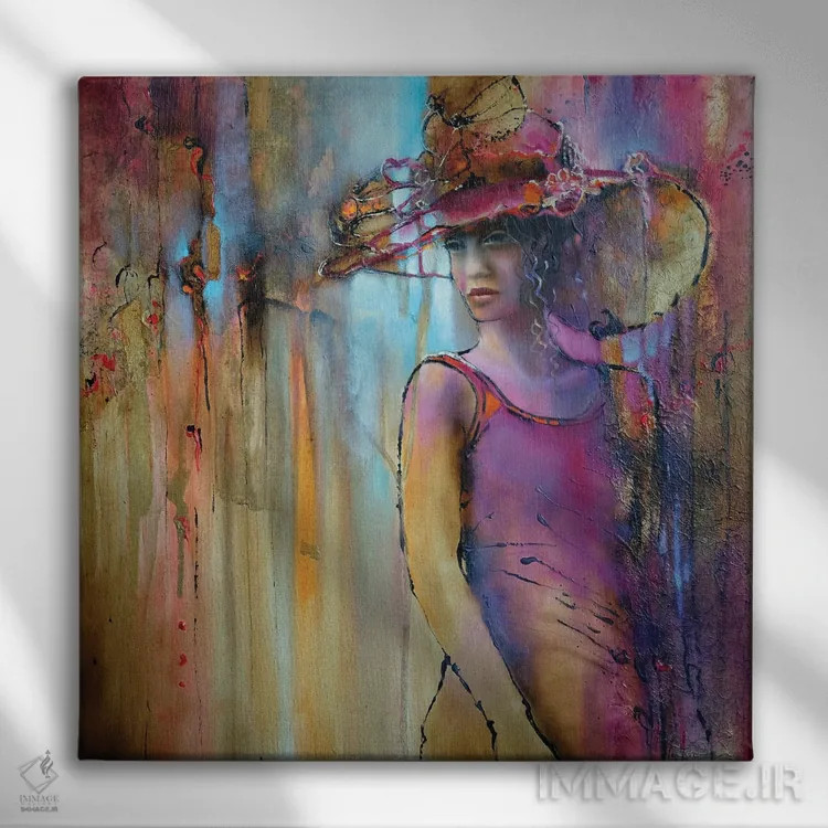 تابلو لورا با کلاه اثر آنت شموکر - نمای روبهرو روی دیوار