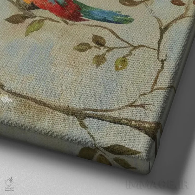 تابلو شکوفه سیب I اثر آسیا جنسن - نمای نزدیک بافت بوم