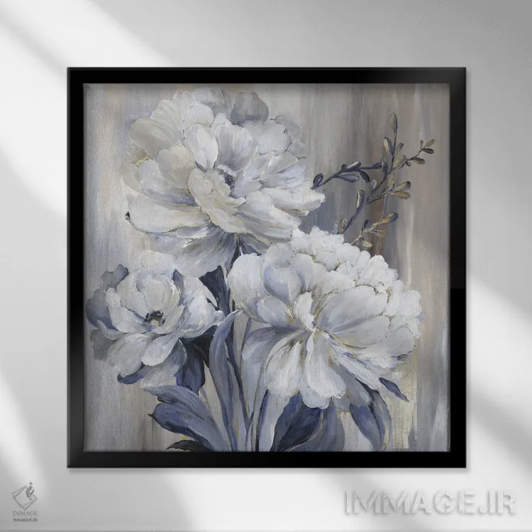 تابلو رویاهای گیاهی آبی اثر آسیا جنسن - نمای قابدار مشکی