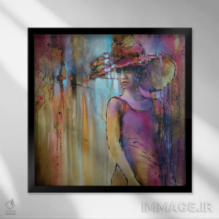 تابلو لورا با کلاه اثر آنت شموکر - نمای قابدار مشکی