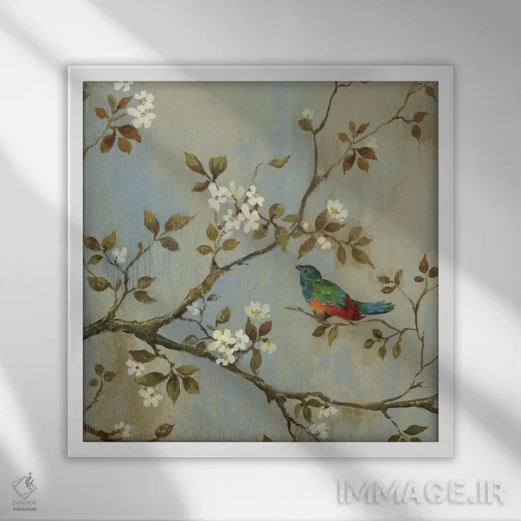 تابلو شکوفه سیب I اثر آسیا جنسن - نمای قابدار سفید