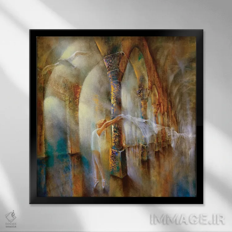 تابلو کبوتر و رقصنده اثر آنت شموکر - نمای قابدار مشکی