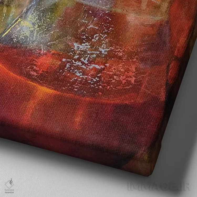 تابلو زرشکی اثر آنت شموکر - نمای نزدیک بافت بوم