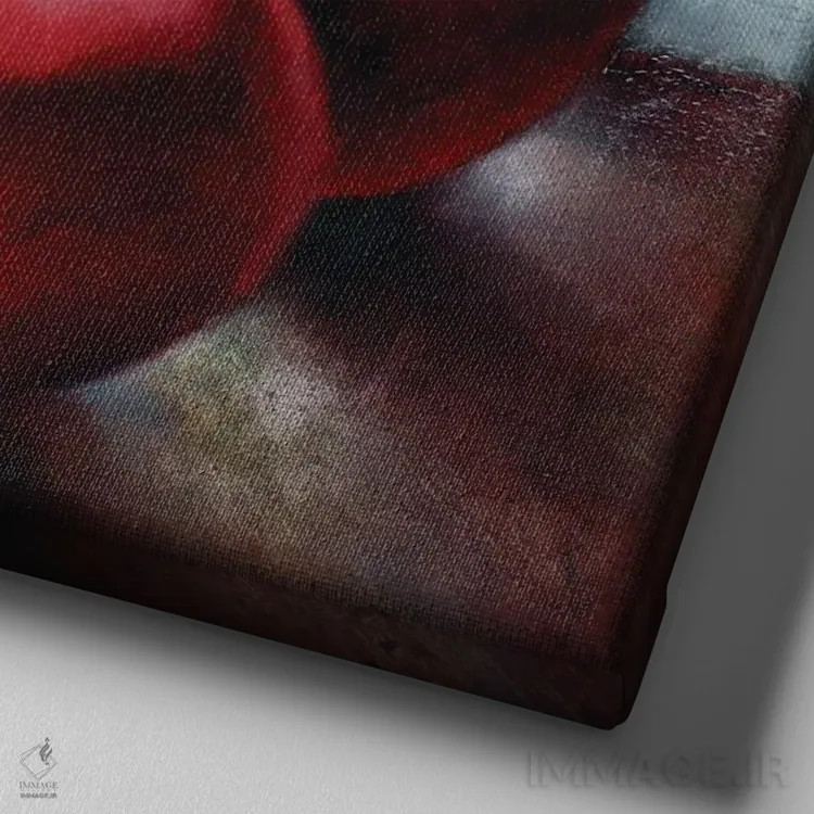 تابلو گیلاسها اثر آنت شموکر - نمای نزدیک بافت بوم