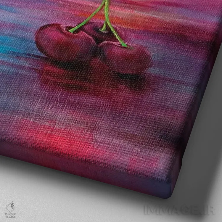 تابلو گیلاسها اثر آنت شموکر - نمای نزدیک بافت بوم